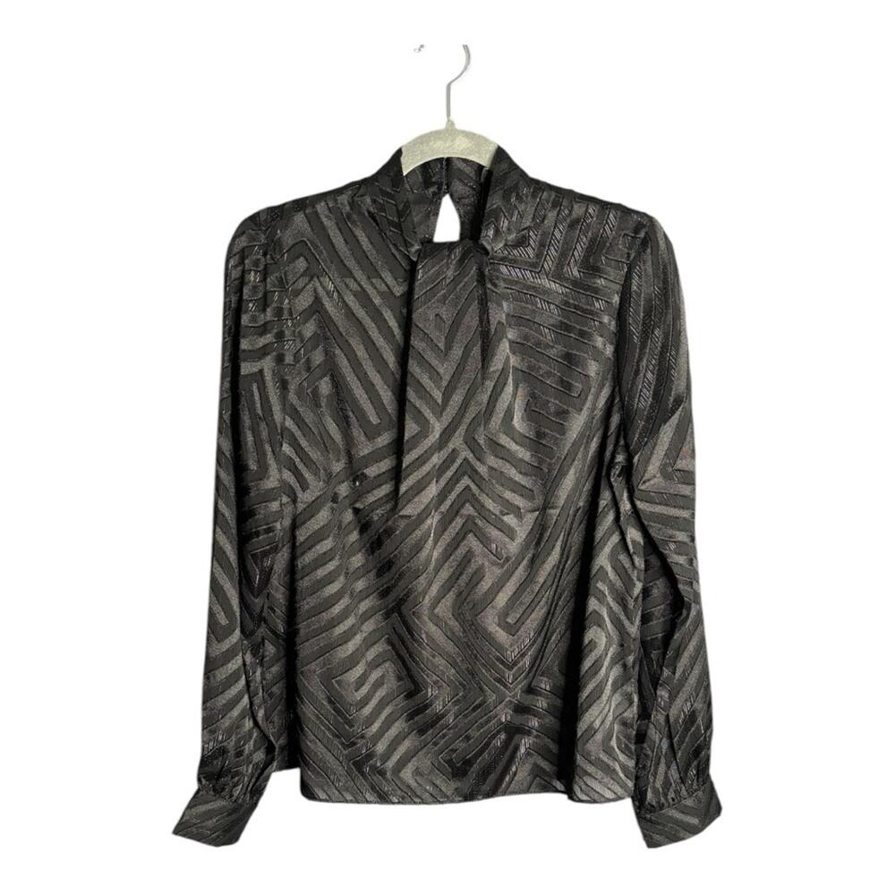 Express Black Semi Sheer Long Sleeve High Neck Blouse Small